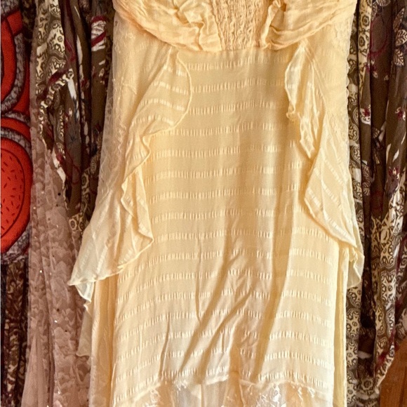 Free People Light Yellow Layered Maxi Dress Like New - Picture 8 of 9